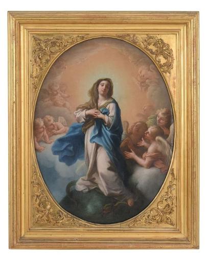 Dipinto antico "La Vergine Assunta," Stefano Parrocel