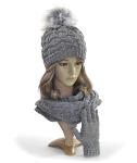 Completo invernale da bambina, cappello, sciarpa, guanti, grigio