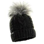 Cappello in lana nera con pompon