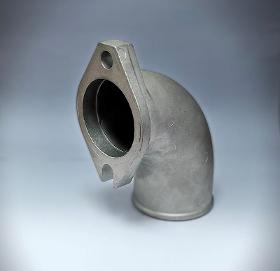 Parte in alluminio pressofuso con flangia a gomito per tubo flessibile