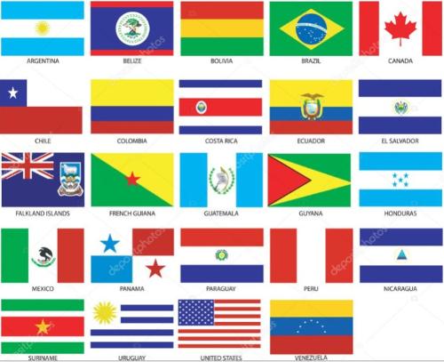 Bandiere Centro e Sud America per abbigliamento ricamate 