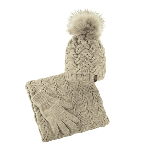 Completo invernale da donna, cappello, sciarpa, guanti
